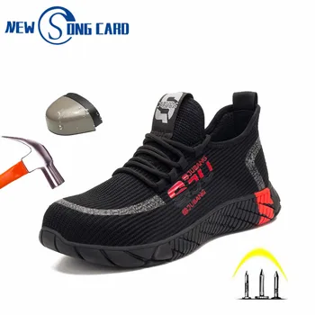 

Safety Shoes Men Construction Work Shoes Breathable sports shoes Air Mesh Work Boots Steel Toe Cap Anti-Smashing Safety Sneakers
