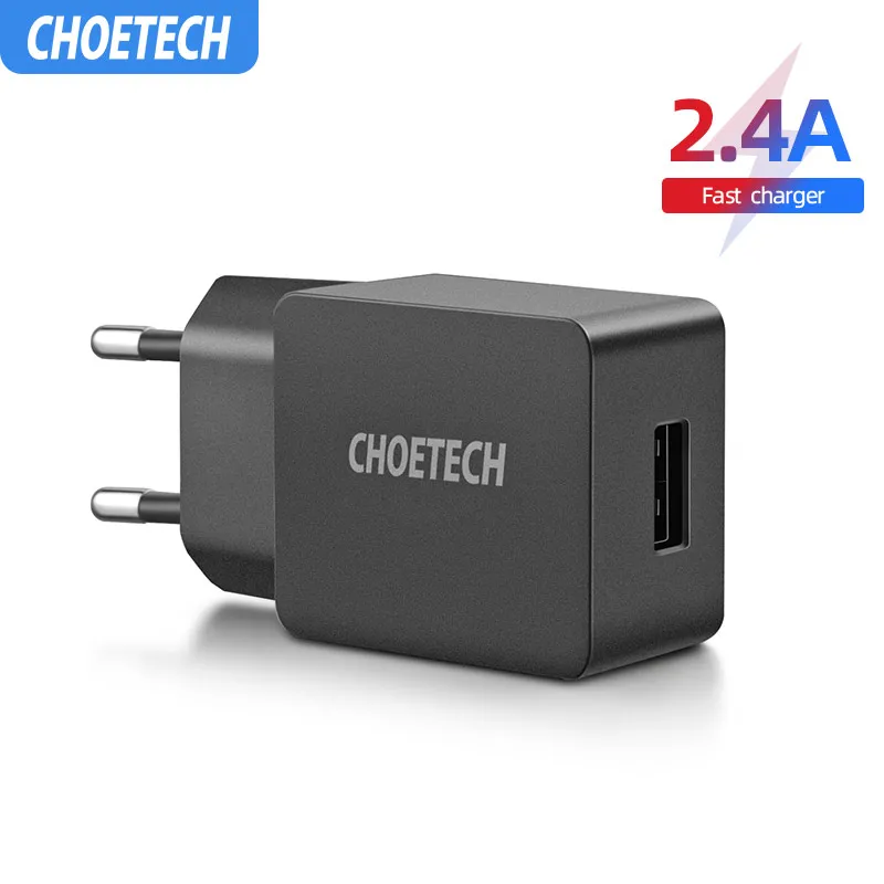 

CHOETECH 5V 2.4A USB Charger for Phone Universal Travel Wall Charger Smart Charging USB Adapter For Samsung S8/S7 EU/US/UK Plug