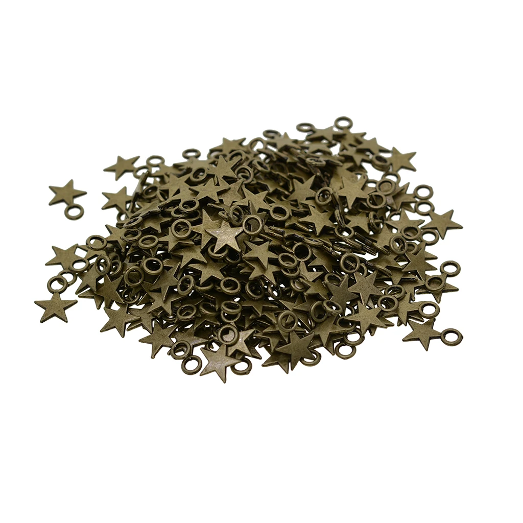 300 Pcs  Metal Stars Beads Bronze Star Pendant for Jewelry Making Pentagram Charm Pendants 10 x 8mm