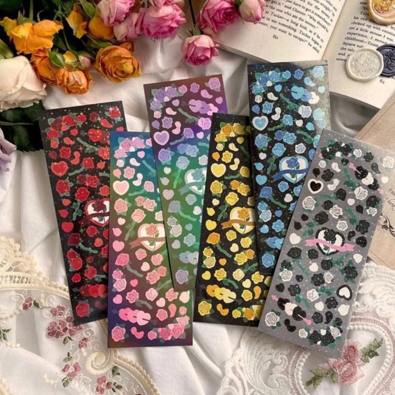 1 Sheets Korean Flower Rose Stickers Grass Imagination Series Plants Flower Diary Scrapbooking Decoration Sticker Stationery