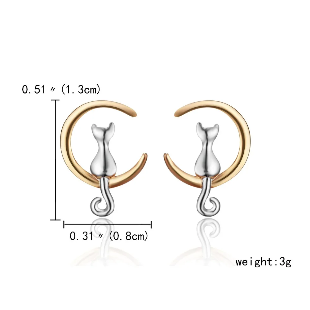 Belleper серьги-гвоздики с милым мультяшным животным котом для женщин и девочек Brincos Очаровательная Милая озорная кошечка Шпилька-Сережка для пирсинга