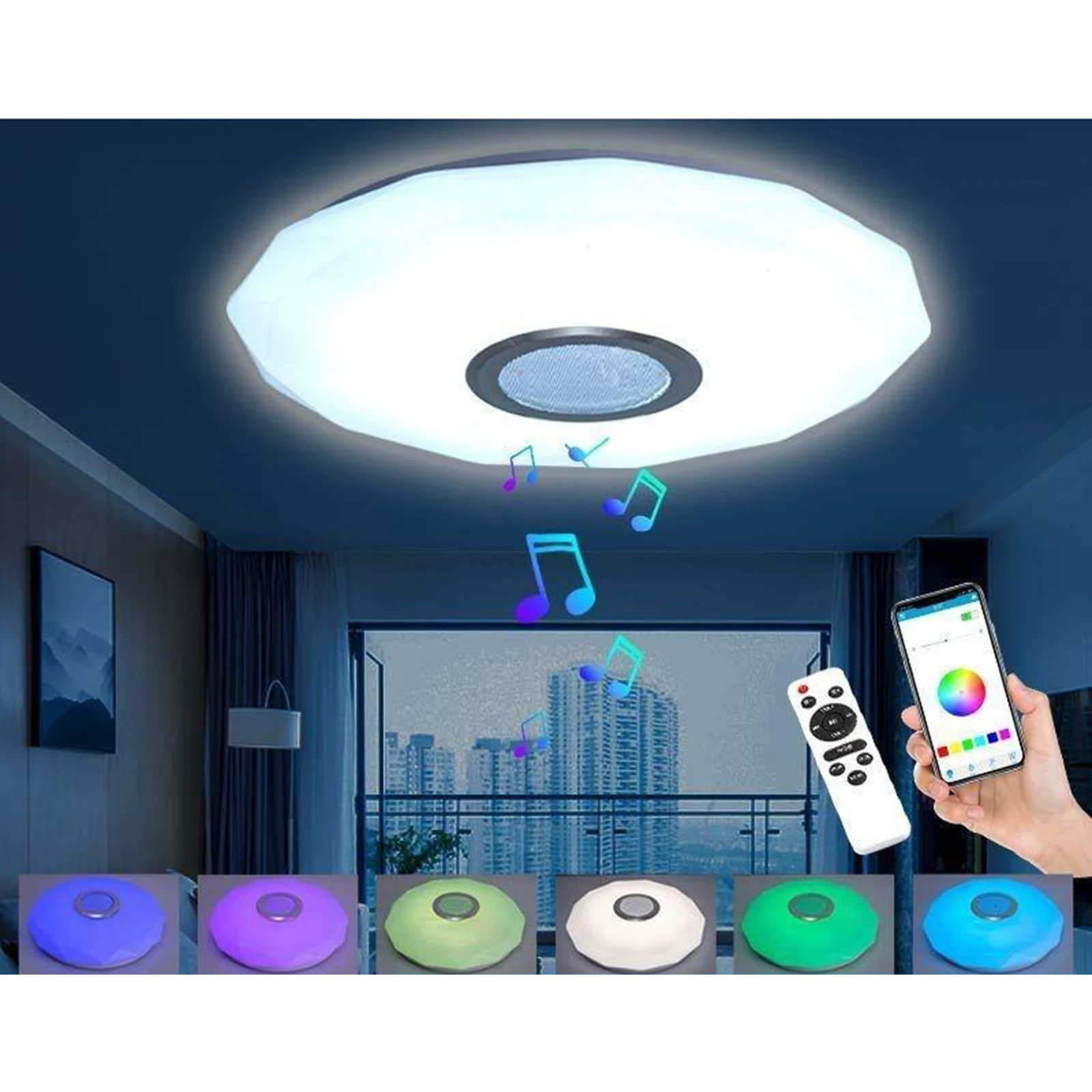 

LED Music Ceiling Light Fixture Remote Control Colour Changing Ceiling Lamp