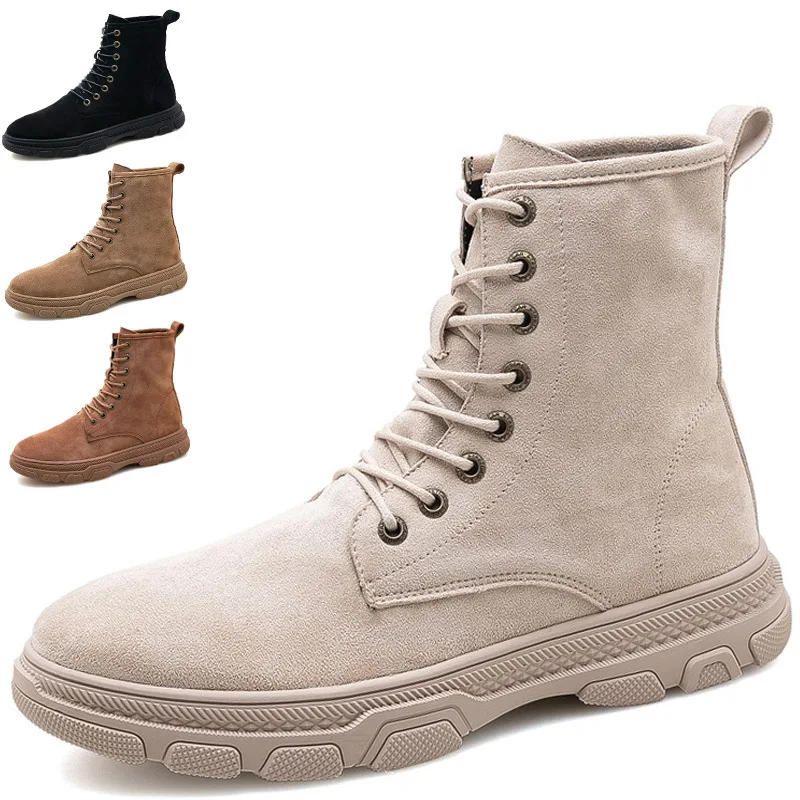 

Autumn winter leather riding boots male British high high tooling boots men's retro military boots desert boots tactical boots