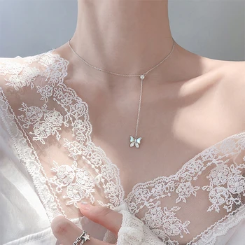 

L-77 Temperament Simple Tiny Butterfly Necklace for Women Feminia Delicate Stylish Kolye Clavicle Popular Valentine Gift