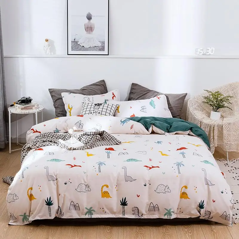 Cute Dinosaur Animals Printed Bed Cover Set Kids Duvet Adult Child Sheets And Pillowcases Comforter Bedding J040 | Дом и сад