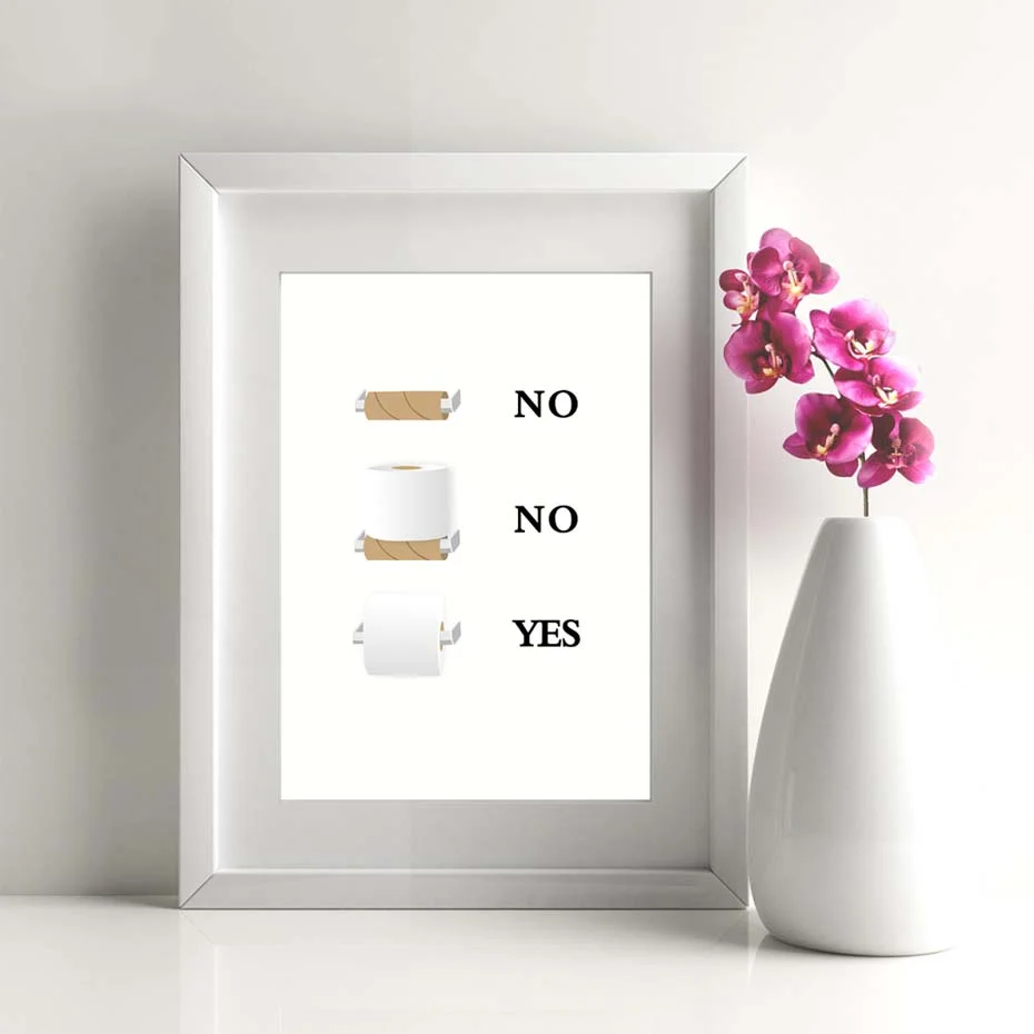 Fun Quirky Toilet Paper Instructions Sign Wall Art Canvas Painting Poster Modern Home Decor Bathroom Funny Humor Minimalist