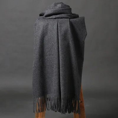 Dark gray Girita, зимние мужские и женские шарфы, роскошный брендовый шарф, унисекс, женский, мужской, шерстяной, небесный кашемировый шарф, Пашмина накидка с кисточками, шаль - Цвет: Dark gray