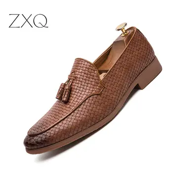 

New Tassel Mens Dress Shoes Leather Loafers Men Shoes Breathable Formal Wedding Shoes Big Size 47