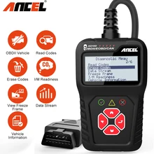 Ancel-escáner automotriz AS100 OBD2, analizador multilingüe de motor, lector de código, herramienta de diagnóstico de coche PK ELM327 1,5 v CR319