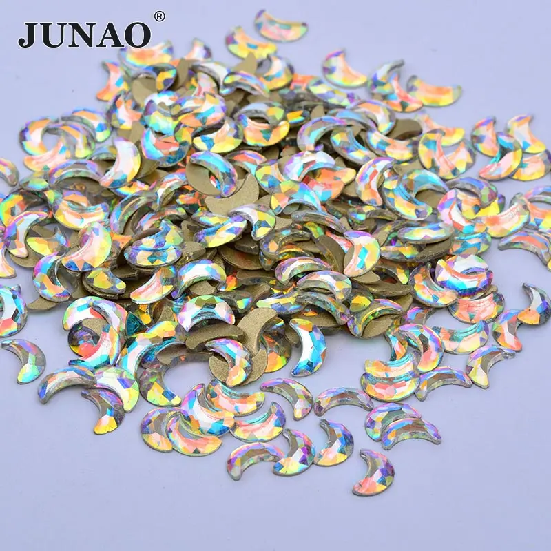 5x8mm Moon JUNAO 50 шт 6*8 мм Череп стеклянные стразы с плоской задней частью Необычные хрустальные камни для дизайна ногтей украшения DIY наклейки со стразами - Цвет: 5x8mm Moon