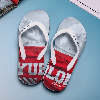 

Pulomies 2020 Summer Graffiti Print Slippers Men Flip Flops Quick Dry Slippers Male Street Beach Slippers Casual Flip-flops