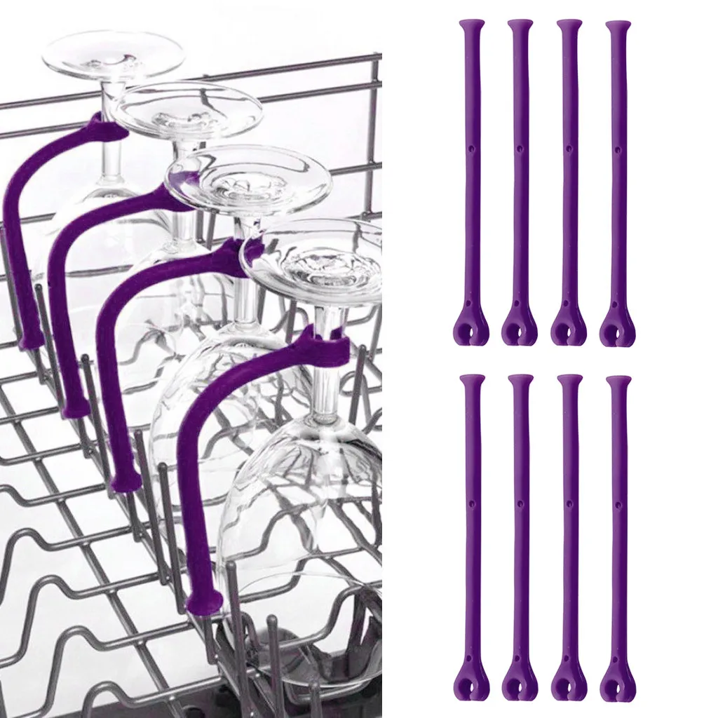 Лидер продаж продуктов 8 шт. Отрегулируйте силиконовый бокал держатель бокалов для посудомоечной машины безопаснее Stemware Saver Поддержка прямой доставки