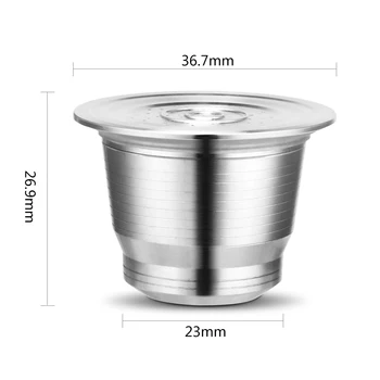 

7pc Stainless Steel Durable Refillable Reusable Coffee Capsule Pod For Nespresso Non-Alcoholic DrinksCoffee Pods Round Hole Cap