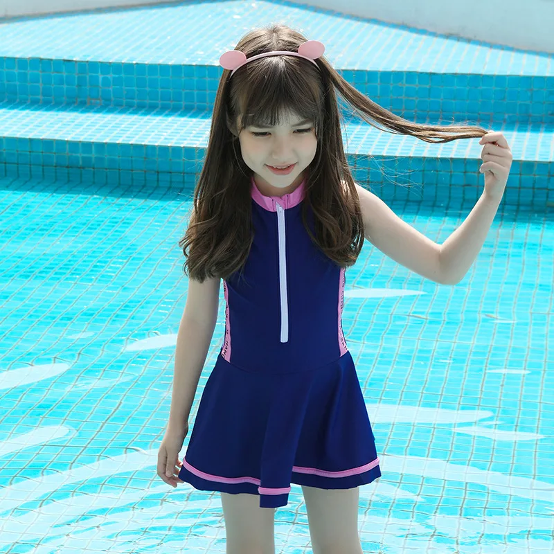 

Girl'S Swimsuit Big Boy Children shao nv kuan South Korea One-piece Conservative Primary School STUDENT'S GIRL'S Bubble Hot Spri