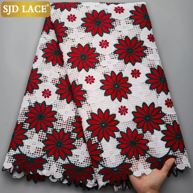 

SJD LACE Latest French African Guipure Lace Fabric Soft High Quality Nigerian Water Soluble Cord Laces Fabric For Wedding A2669