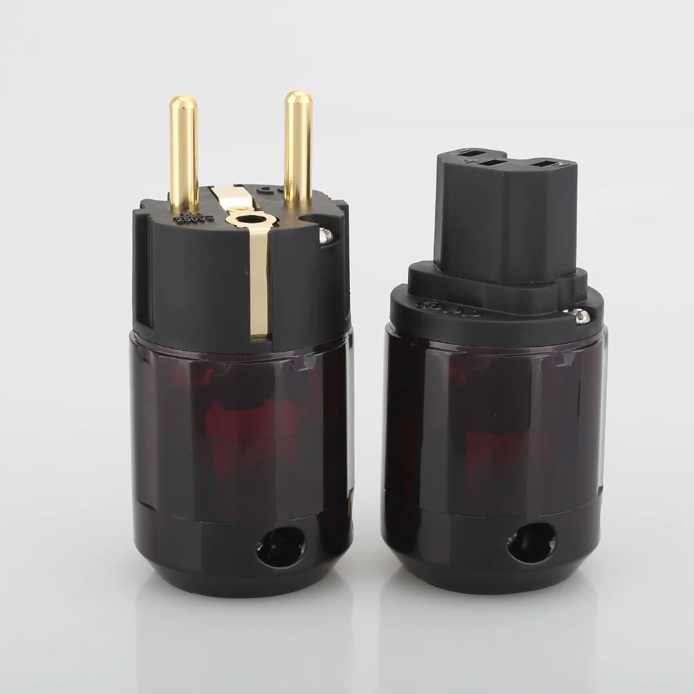 Привет конец 2 пары P-079E+ C079 позолоченный ЕС Мощность штекер постоянного тока Мощность шнур вилки Schuko EU Plug для аудио разъем