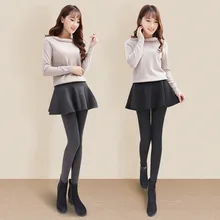 Женские леггинсы с высокой талией, одноцветные двухсекционные плиссированные юбки, бархатные штаны для фитнеса, зимние теплые обтягивающие леггинсы, женские брюки-карандаш