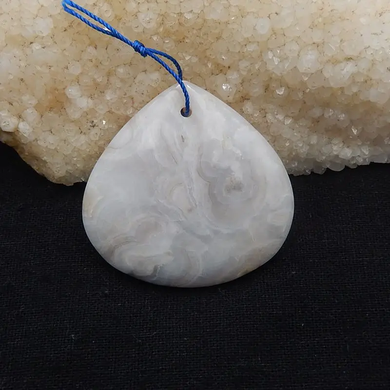 Natural Stone Crazy Lace Agate Fashion Front Drilled Necklace Pendant Bead 47x46x7mm 25g