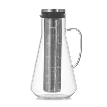 

1600ml Large Capacity Coffee Pot with Scale Stainless Steel Flter Cold Extract P0RE