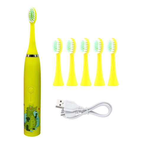 Electric Toothbrush for Children Kids Smart Tooth Brush Soft Silicon Cartoon 6 Heads Baby Child Toothbrush Teeth Cleaning