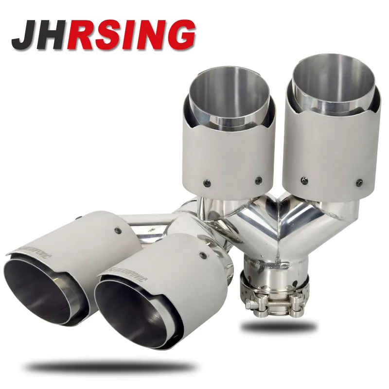 Universal Car modify Glossy Muffler Tip Y Shape double Exit Exhaust