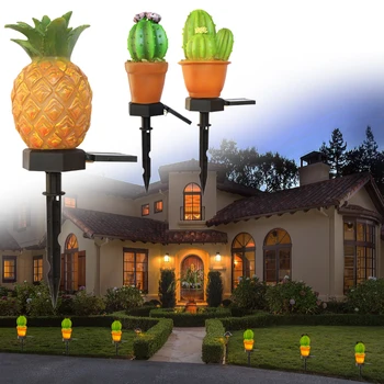 

New Solar Garden Light Outdoor Waterproof Led Ground Lamp Simulation Pineapple Cactus Plant Lamp Villa Lawn Landscape Lamp