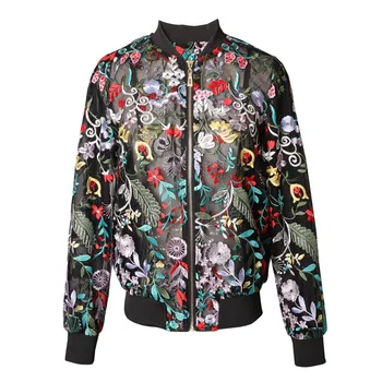 

Embroidery Flowers Women Jackets Coats Luxury Korean Fashion Female Jacket 2020 Spring New Mesh Coat Outerwear