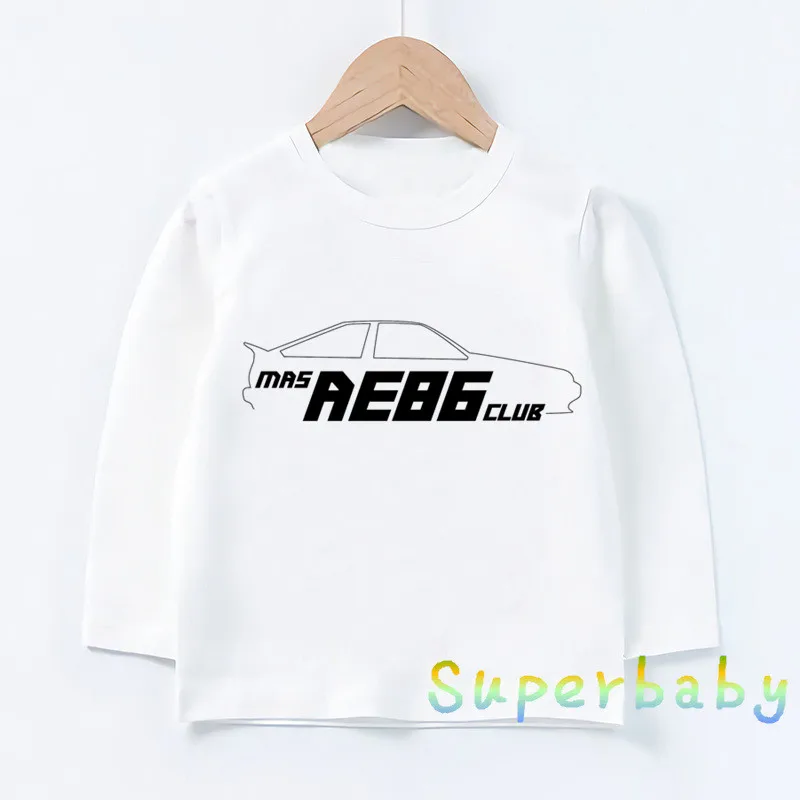 Детская футболка с принтом японского аниме AE86, начальная D Drift, Забавные топы с рисунками для маленьких мальчиков и девочек, Детская футболка с длинными рукавами, LKP2419 - Цвет: LKP2419-P