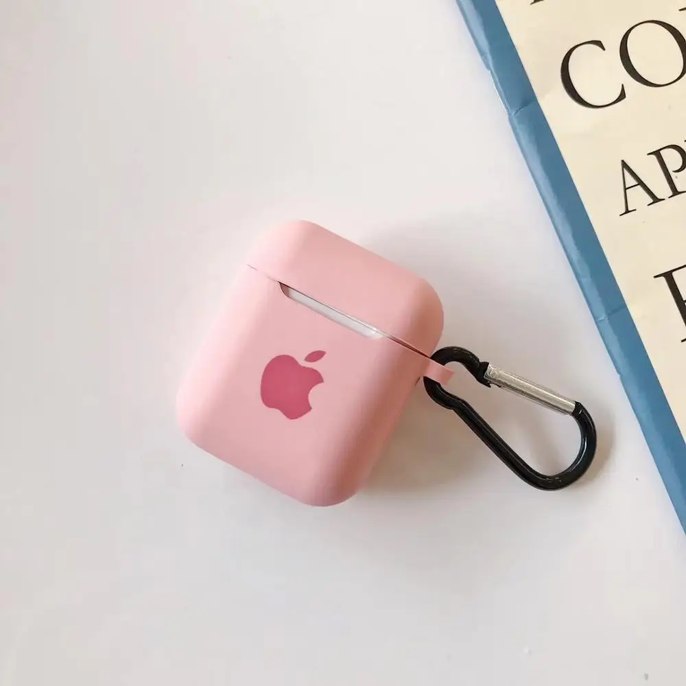Для Apple AirPods 2 1 Аксессуары для наушников Мягкий чехол милый цветной чехол с логотипом с крючками - Цвет: 6