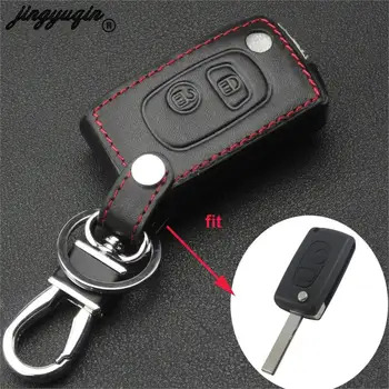 

jingyuqin For Citroen Citroen C2 C3 C4 C5 C8 Xsara Picasso Flip Fob Leather Car Key Case Cover For Peugeot 307 107 207 407