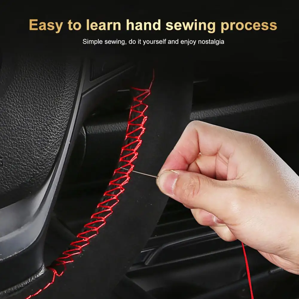 

Car Steering Wheel Braid Cover Needles And Thread Artificial Leather Car Covers Suite 5 Color DIY Texture Soft Auto Accessories