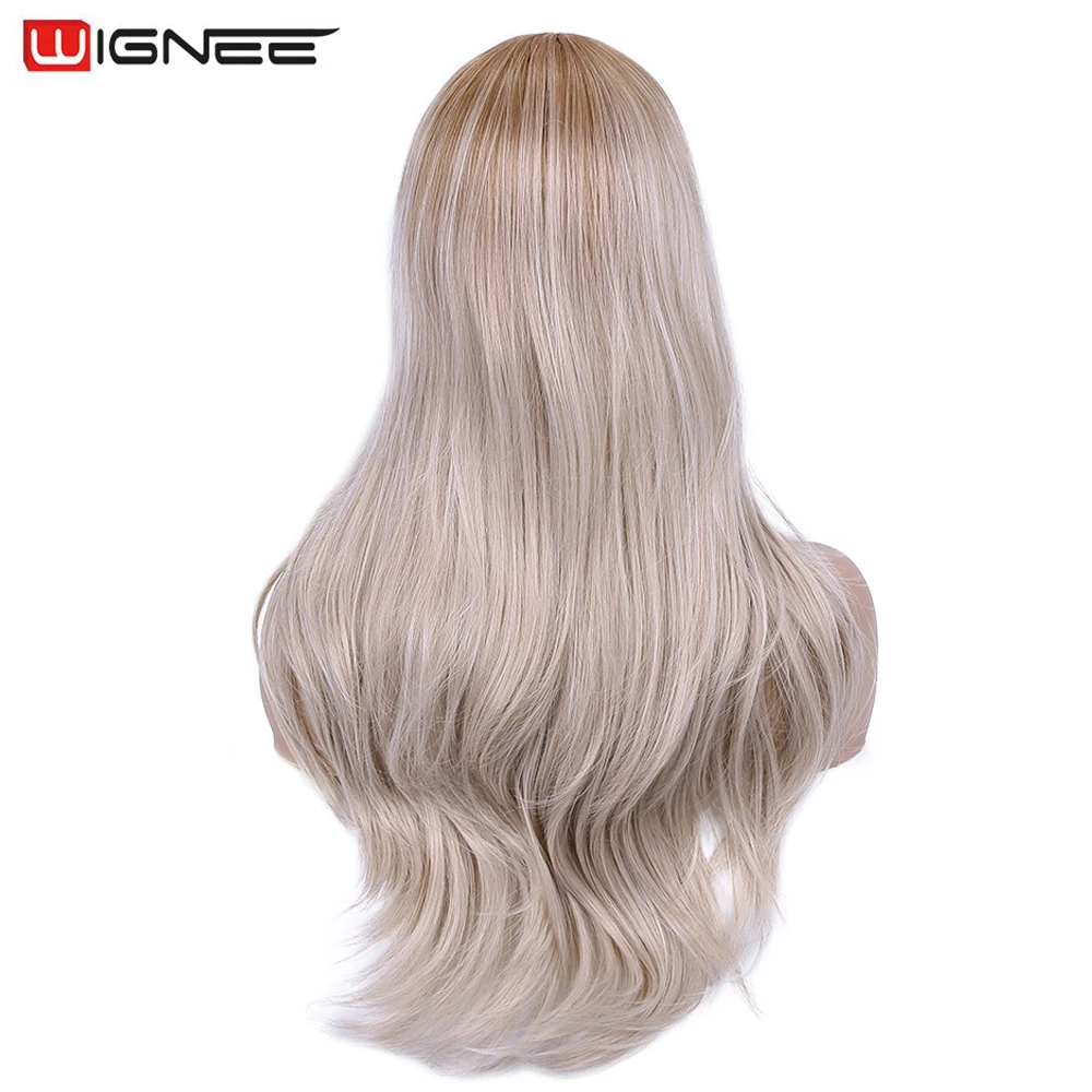 Sintéticas para as Mulheres Perucas de Cabelo Wignee Longo Ondulado Ombre Marrom Cinza Perucas Parte Média Natural Cosplay Festa Lolita Peruca Máquina Cheia 4 Wignee longo ondulado ombre marrom cinza perucas