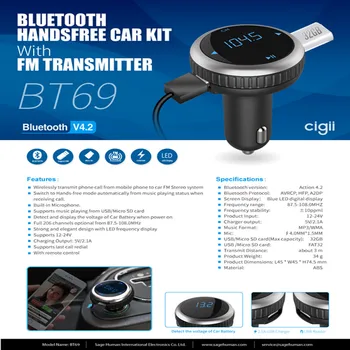 

Newst@ ICar FM Transmitter Bluetooth Handsfree Car MP3 Player USB Wireless Charger FM Modulater Carkit Support TF Card