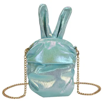 

2020 women laser mini shoulder bags lovely Rabbit ears cross body bags fashion chain bags drop shipping MN1696