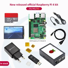 Kit de Raspberry pi 4, 2GB/4GB/8GB, modelo B Pi 4B: + disipador de calor + adaptador de corriente + funda + Pantalla de 3,5 pulgadas