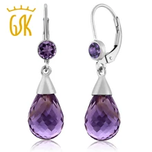 GemStoneKing классические 925 Висячие серьги из серебра 925 пробы 10,00 Ctw серьги Бриолет аметист для женщин