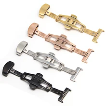 Автоматическая пряжка-бабочка для браслета часов, застежка из нержавеющей стали с двойным кликом для ремешка часов, 16 мм, 18 мм, 20 мм, 22 мм Автоматическая пряжка-бабочка для браслета часов, застежка из нержавеющей стали с двойным кликом для ремешка часов, 16 мм, 18 мм, 20 мм, 22 мм