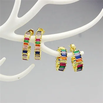 

10-20mm 5pair/lot Fashion rainbow jewelry custom plated earrings women,beautiful cubic zircon jewelry,popular cz earring