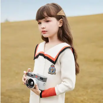 

Autumn Mid Long Sweaters For Toddler Girls Double Breasted Cardigan Knitted Coats 3-14y Child Knitwear Casual Sweater For Baby