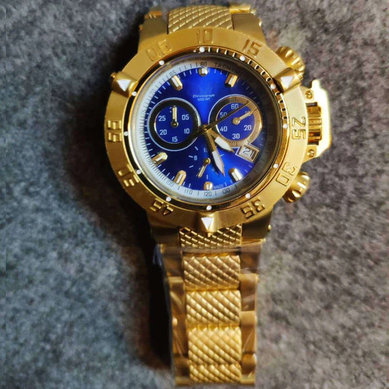 

Fully Functional Luxury Brand Design Full Stainless Steel Mens Golden Quartz Watches Male Wristwatches Relogio Dourado Masculino
