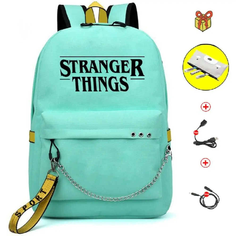 BPZMD холст с буквами странные вещи женский рюкзак для школьников-подростков девочек студенческие водонепроницаемые сумки Usb ноутбук рюкзак для путешествий - Цвет: CG5321