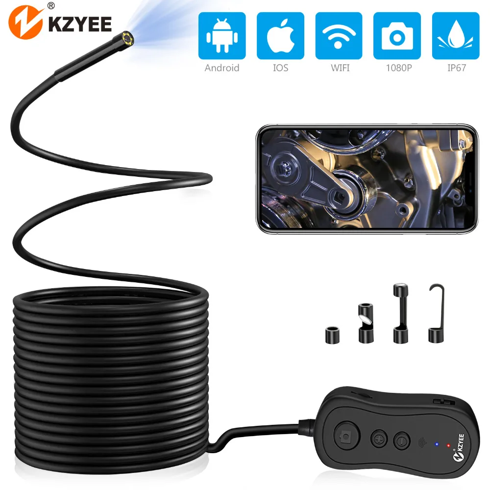 KZYEE WIFI Многофункциональный эндоскоп камера 5 мм объектив HD Полужесткий