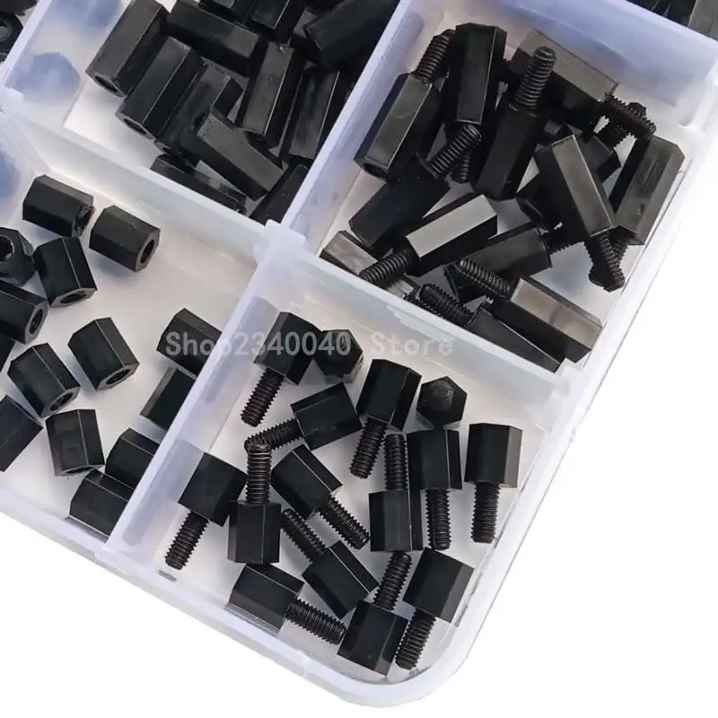 260Pcs/Set M3 Nylon Hex Spacers Screw Nut Stand-off Plastic Parts Plastic Standoff Set nuts, PCB board height hexagon spacer kit