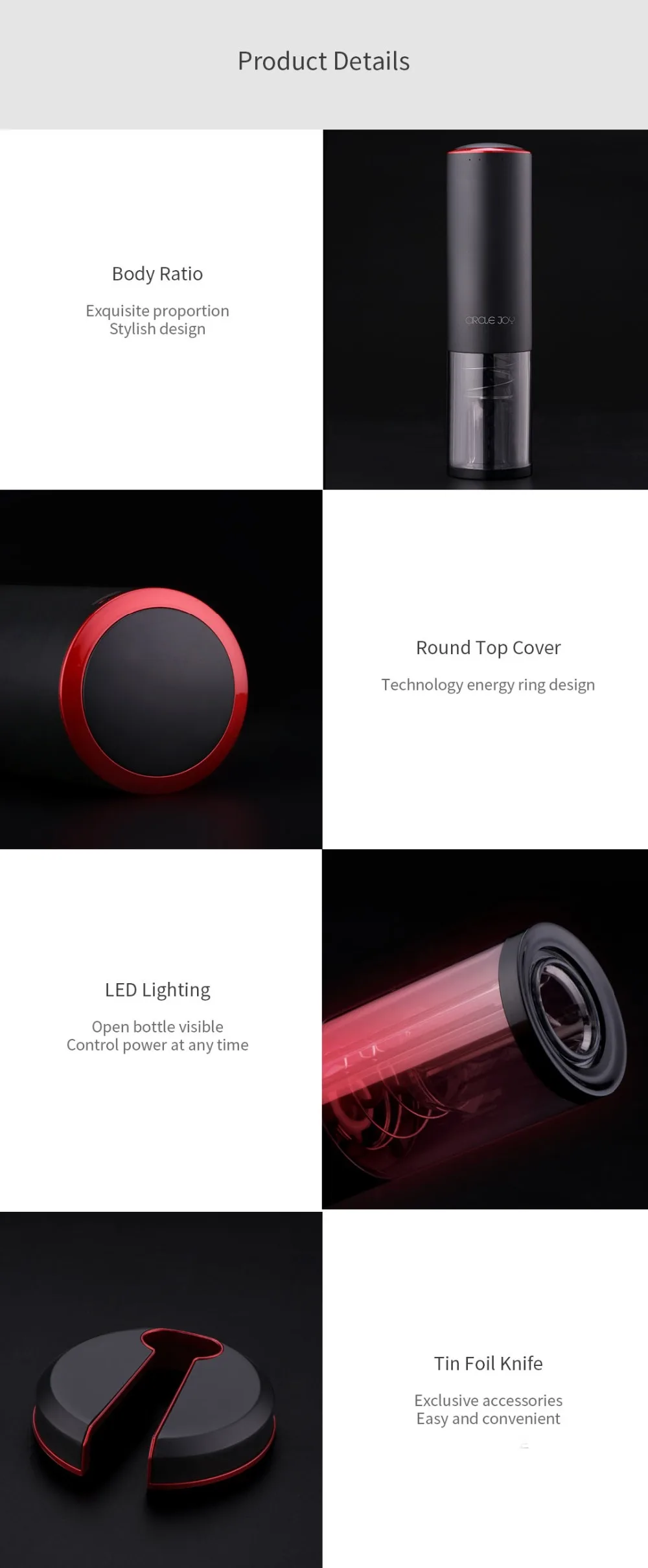 Xiaomi Circle Joy Electric Wine Opener Electric Automatic Bottle Opener USB Charging Bottle Opener Kitchen Opening Tool 2Colors (6)