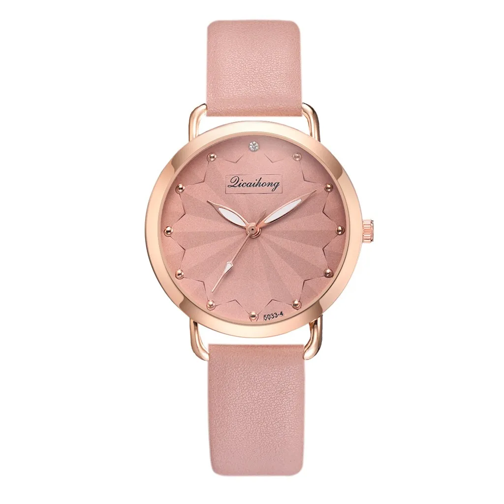 

Fashion Women Watches Romantic Dot Dial Ladies Quartz Wristwatch Simple Soild Color Design Leather Strap Clock Montre Femme@50