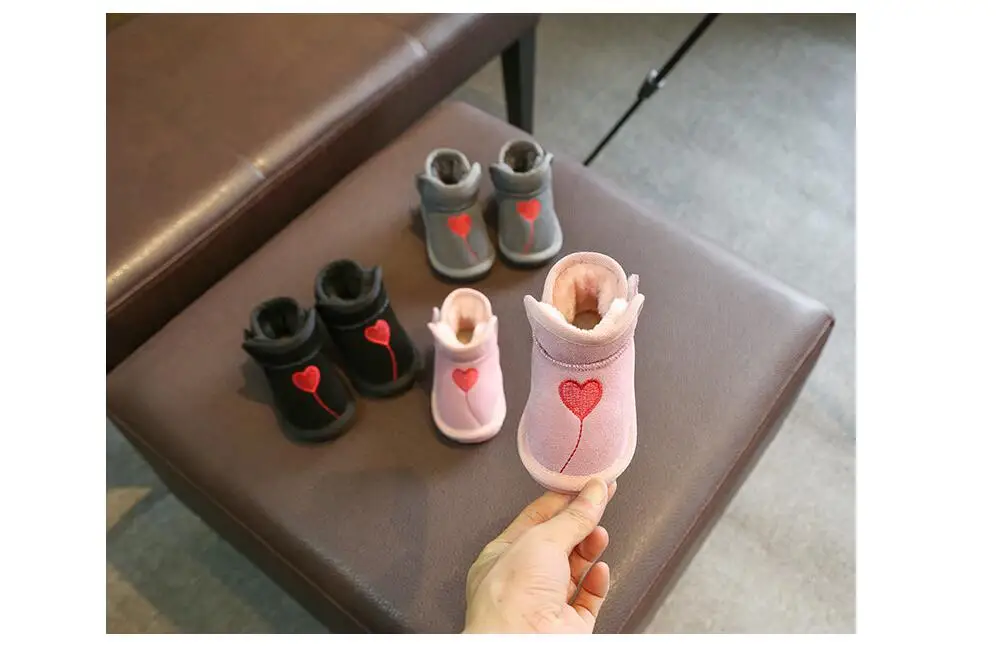 Genuine Leather Baby Girl Boots Warm Fur Little Children Winter Boots Outdoor Non-slip Toddler Boots 0-3 Years Baby Snow Boots