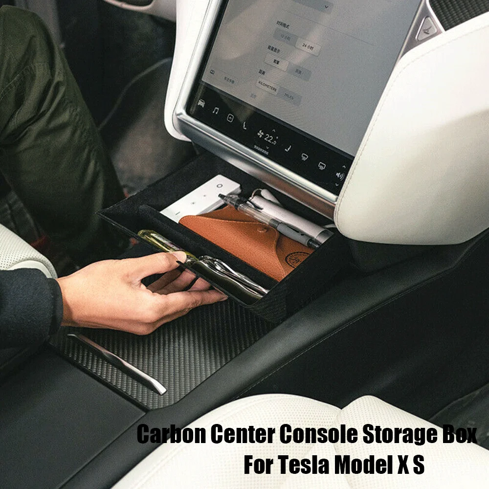 Для Tesla Model X/S Carbon Center Console ящик для хранения Органайзер лоток ящика | Автомобили и