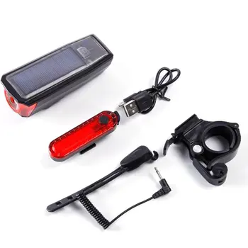 

Multifunctional solar light aluminium alloy USB charging Night riding glare headlight with electronic horn Bicycle Light Set 1 S