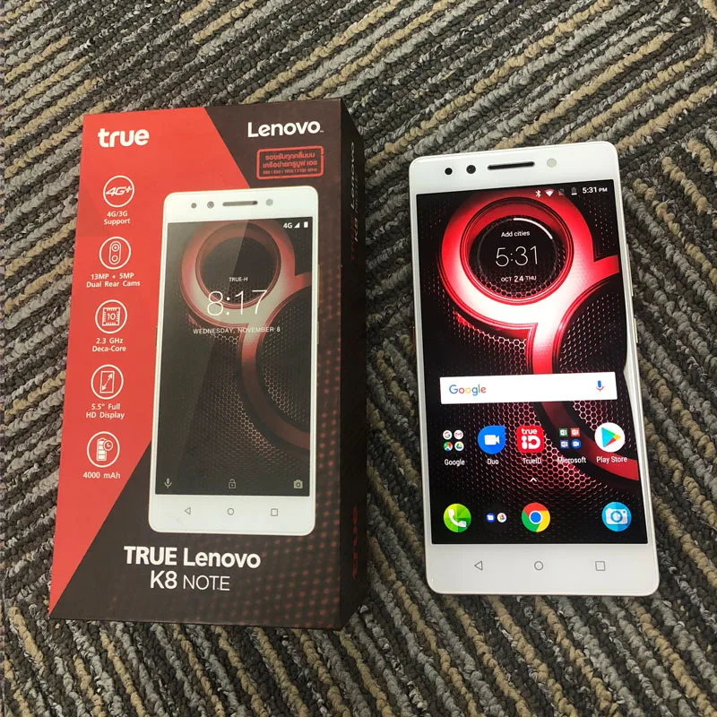 Глобальная версия, lenovo K8 note, смартфон, 5,5 дюймов, 4 Гб ОЗУ, 64 Гб ПЗУ, 13 МП+ 5 МП, сотовый телефон, отпечаток пальца, 4000 мАч, 4G LTE
