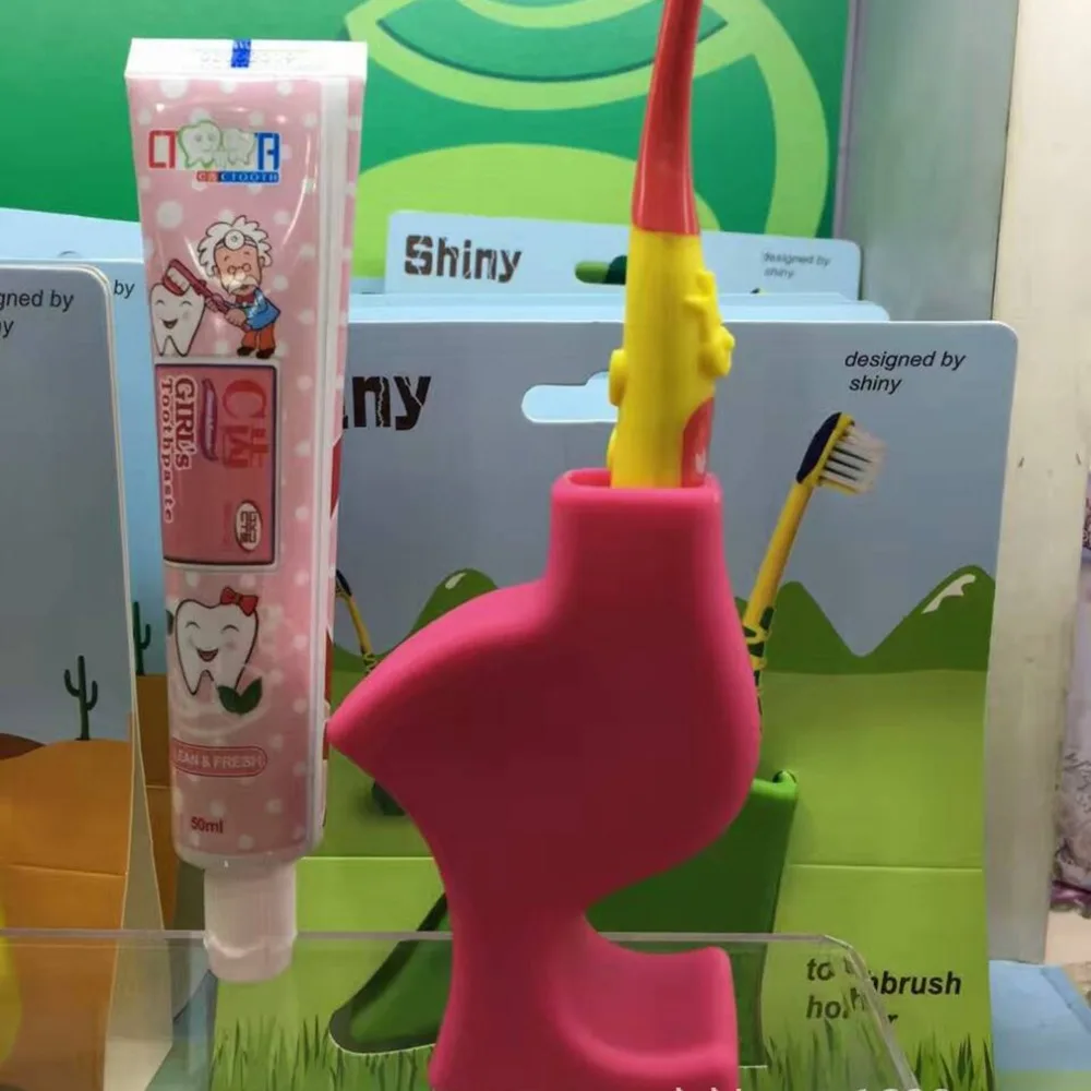 Creative Silicone Toothbrush Holder Stand Cute Cartoon Design Tooth Brush Storage Organizer Bathroom Accessory for Kids